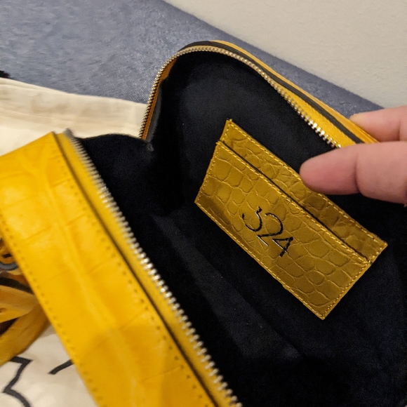 324 New York Yellow Croc Embossed Leather Belt Bag - Picture 5 of 9